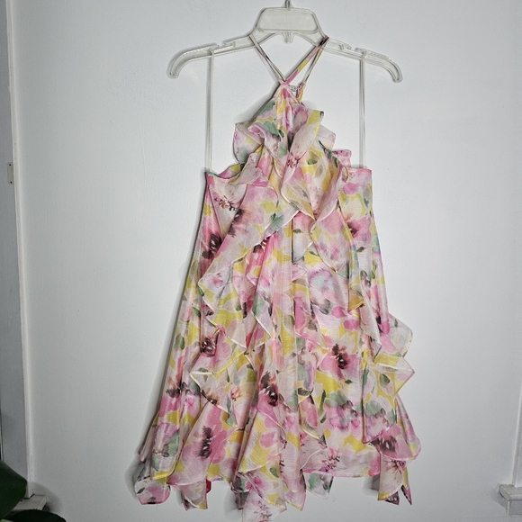 NWOT MISA Los Angeles Miah Floral Ruffle Hello Yellow Floral Dress Size Small - Picture 3 of 10